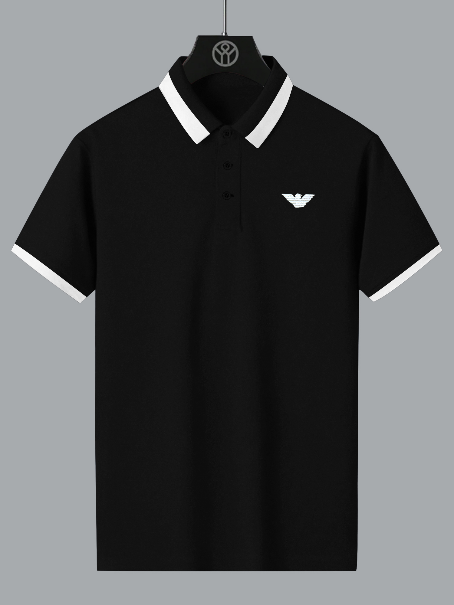 Armani Black Lycra Polo Shirt for Mens