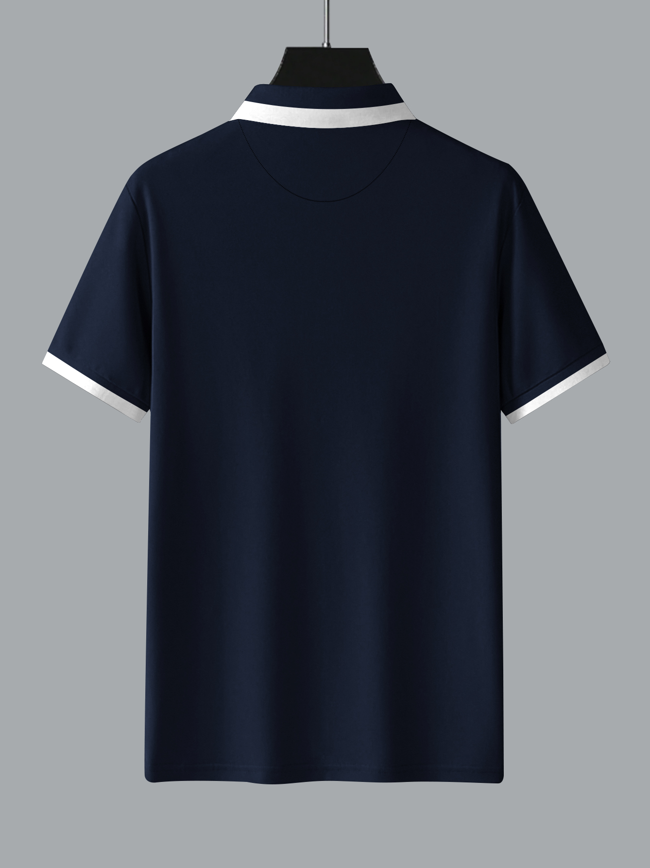 Armani Navy Lycra Polo Shirt for Mens - Image 4