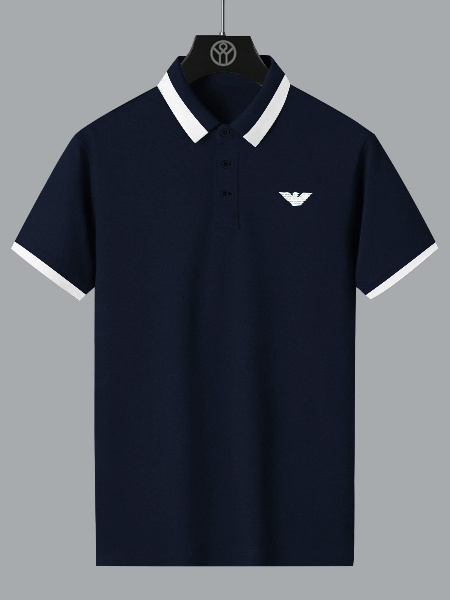 Armani Navy Lycra Polo Shirt for Mens