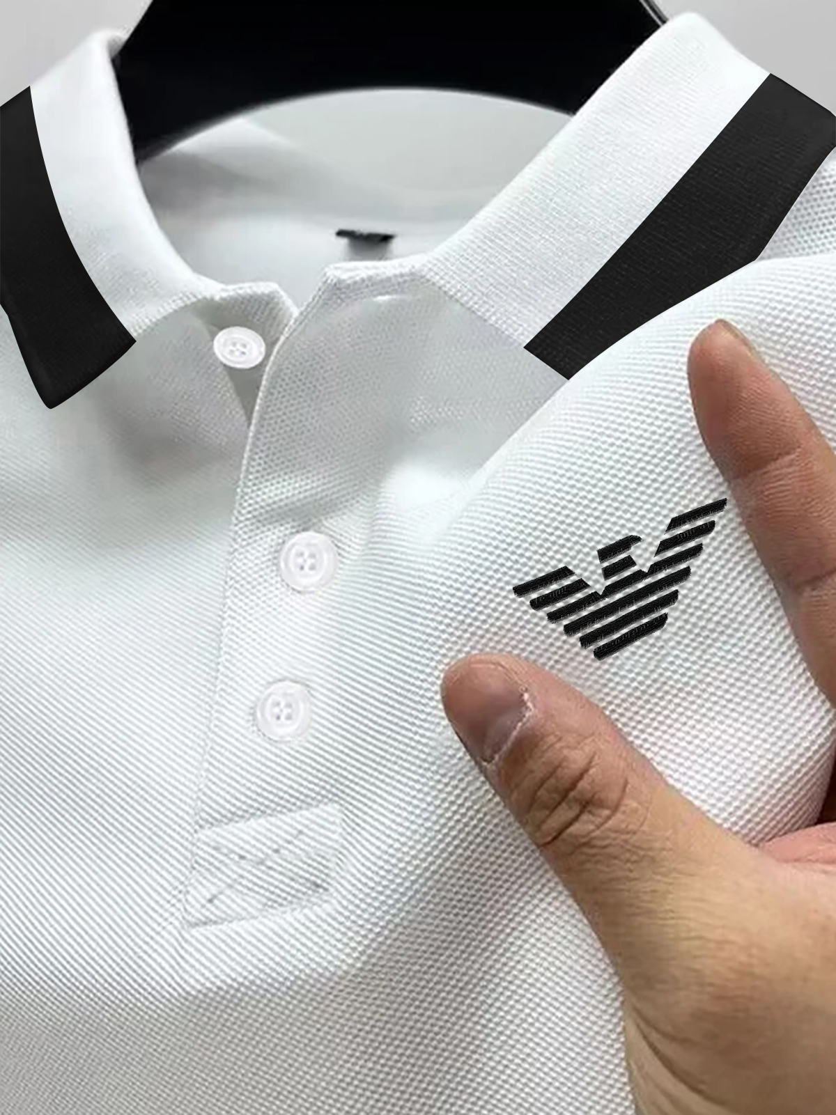 Armani White Lycra Polo Shirt for Mens - Image 3