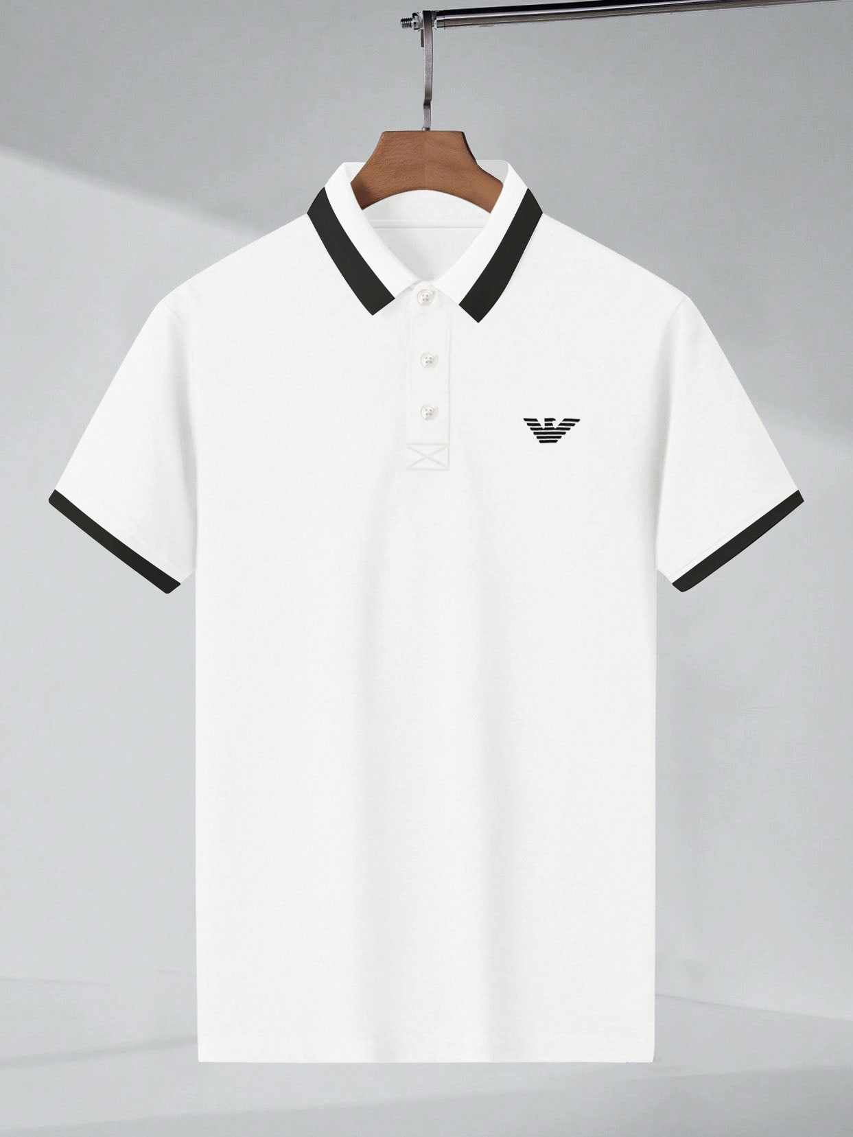 Armani White Lycra Polo Shirt for Mens