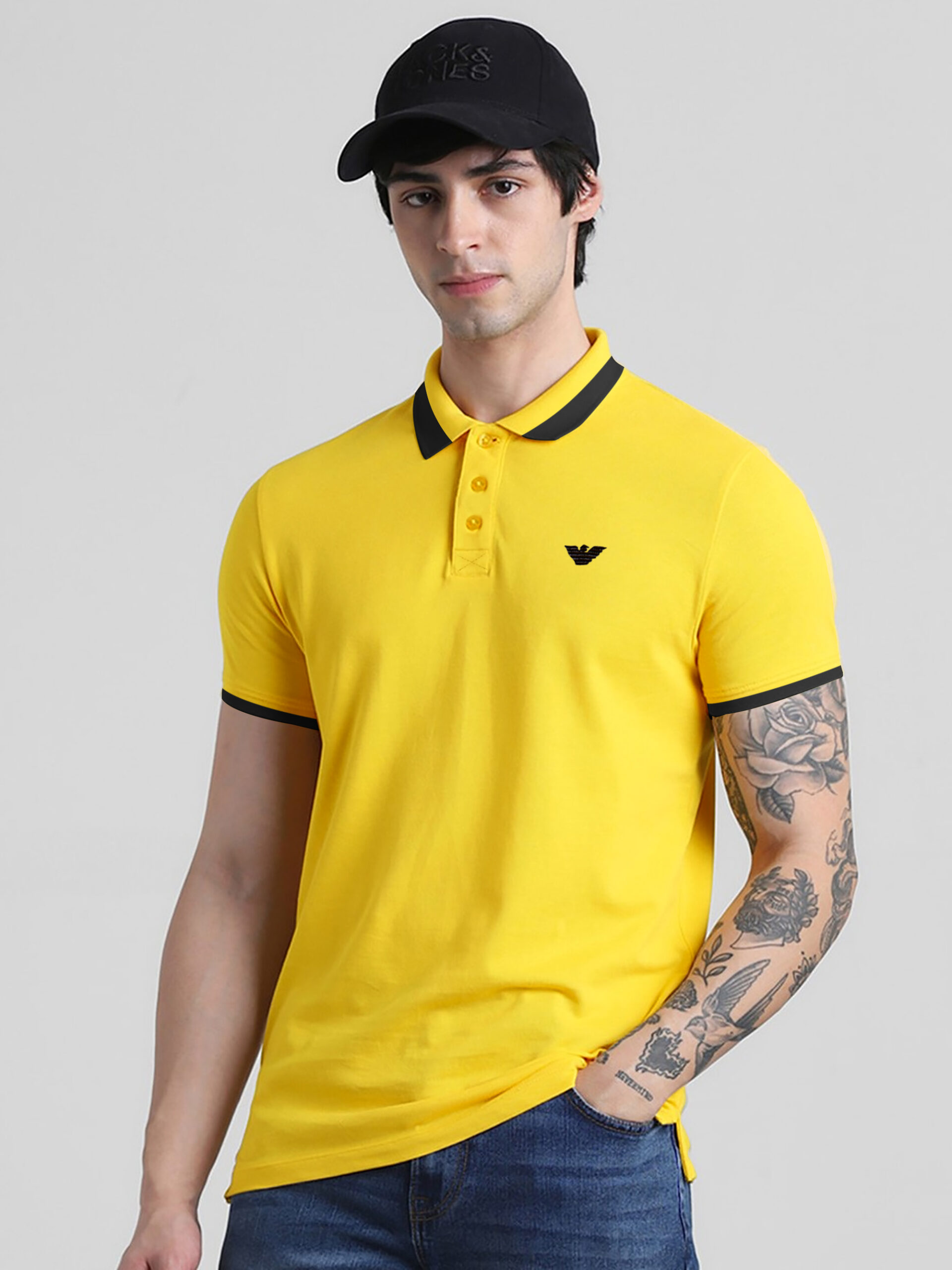 Armani Yellow Lycra Polo Shirt for Mens - Image 2