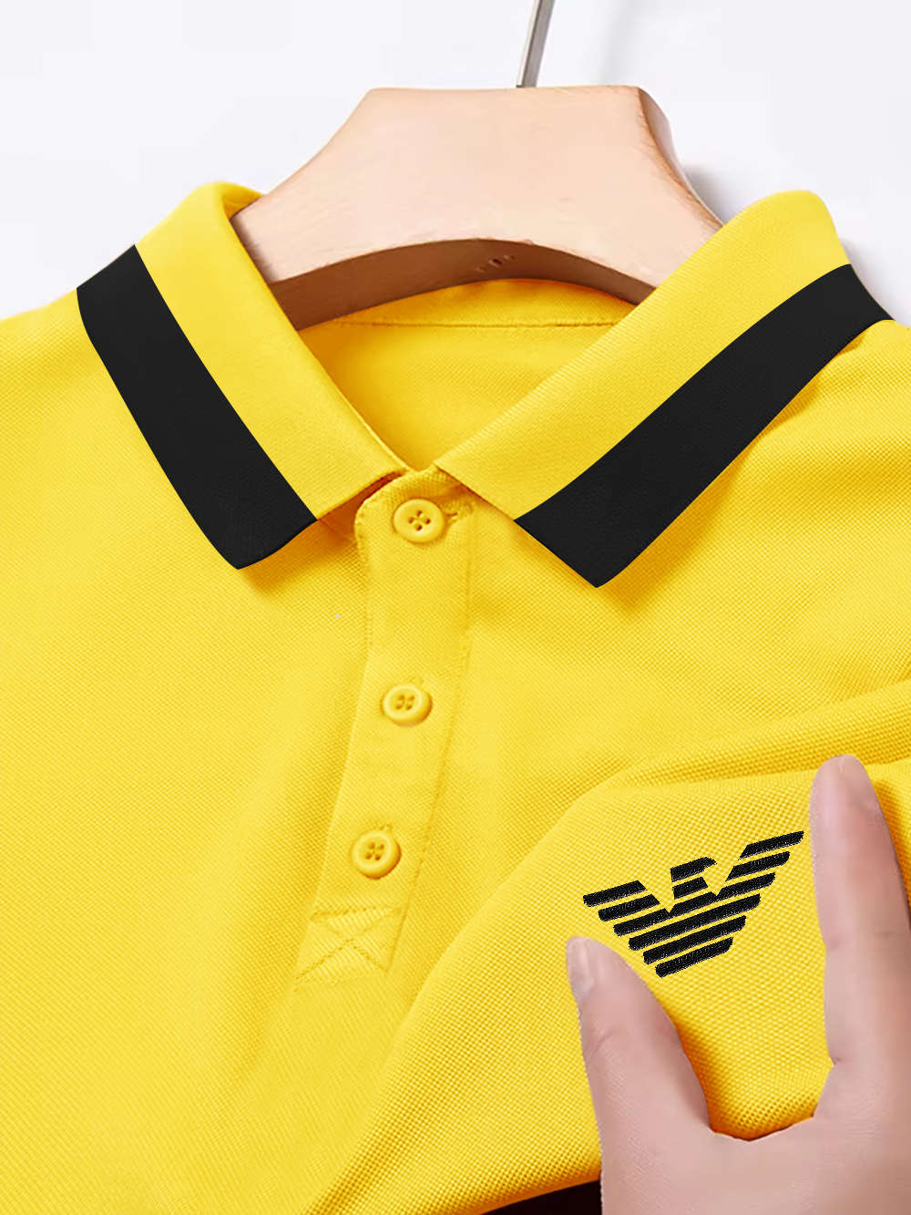 Armani Yellow Lycra Polo Shirt for Mens - Image 3
