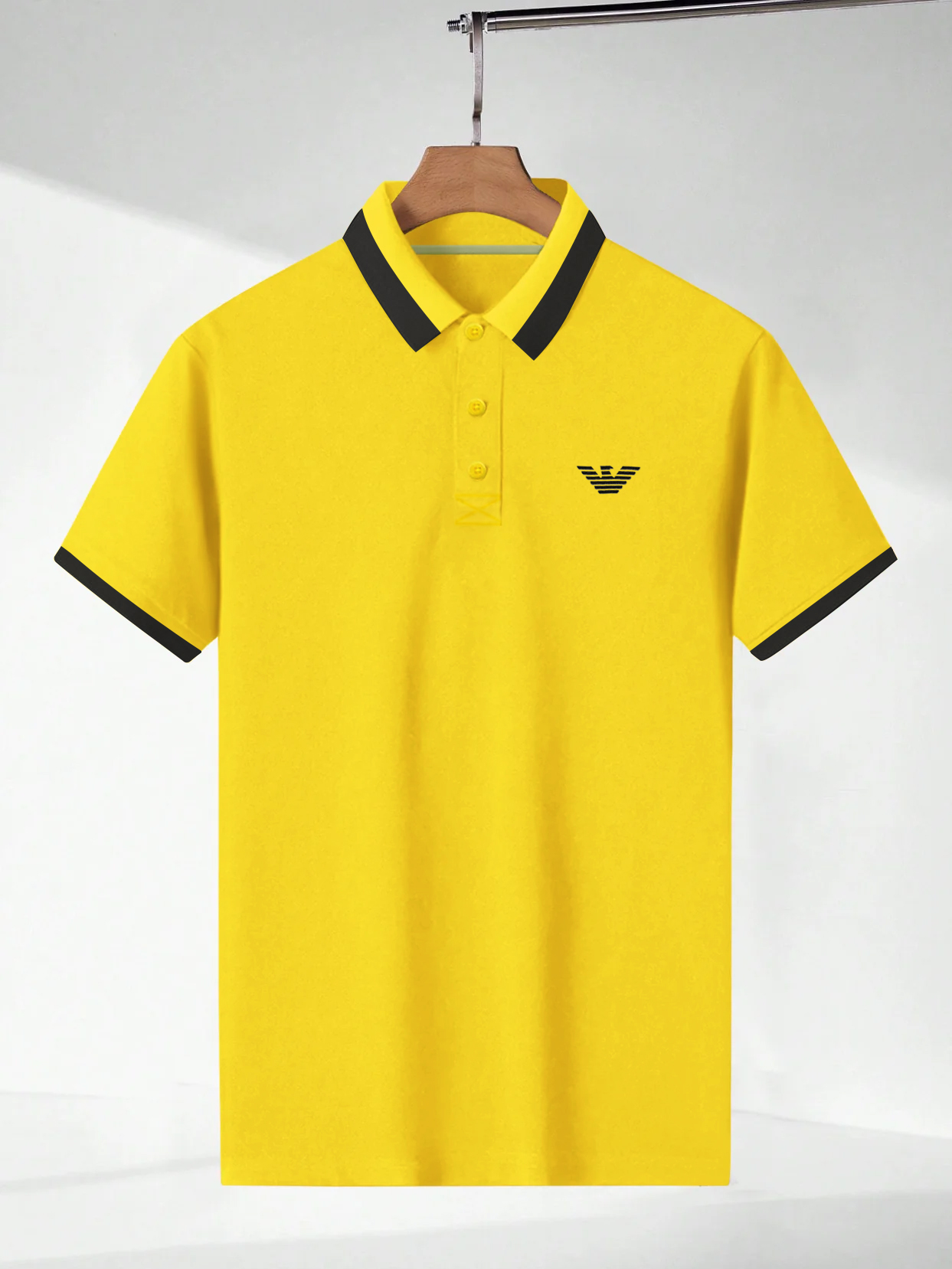 Armani Yellow Lycra Polo Shirt for Mens