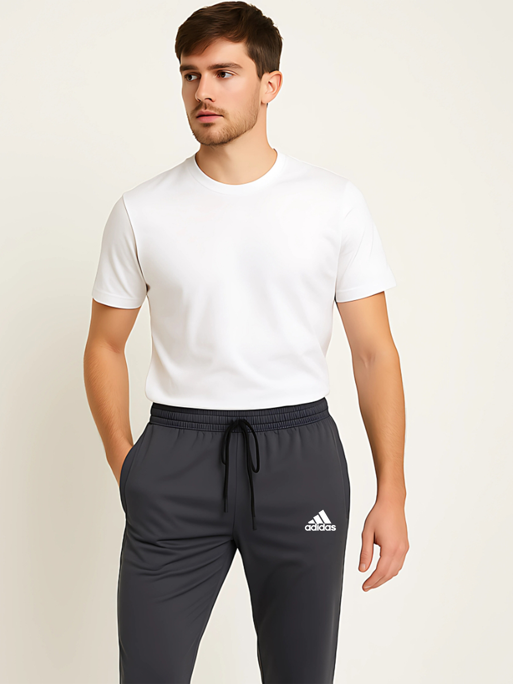 Adidas Men's Stretchable Lycra Training Trousers Grey Colour - Image 2