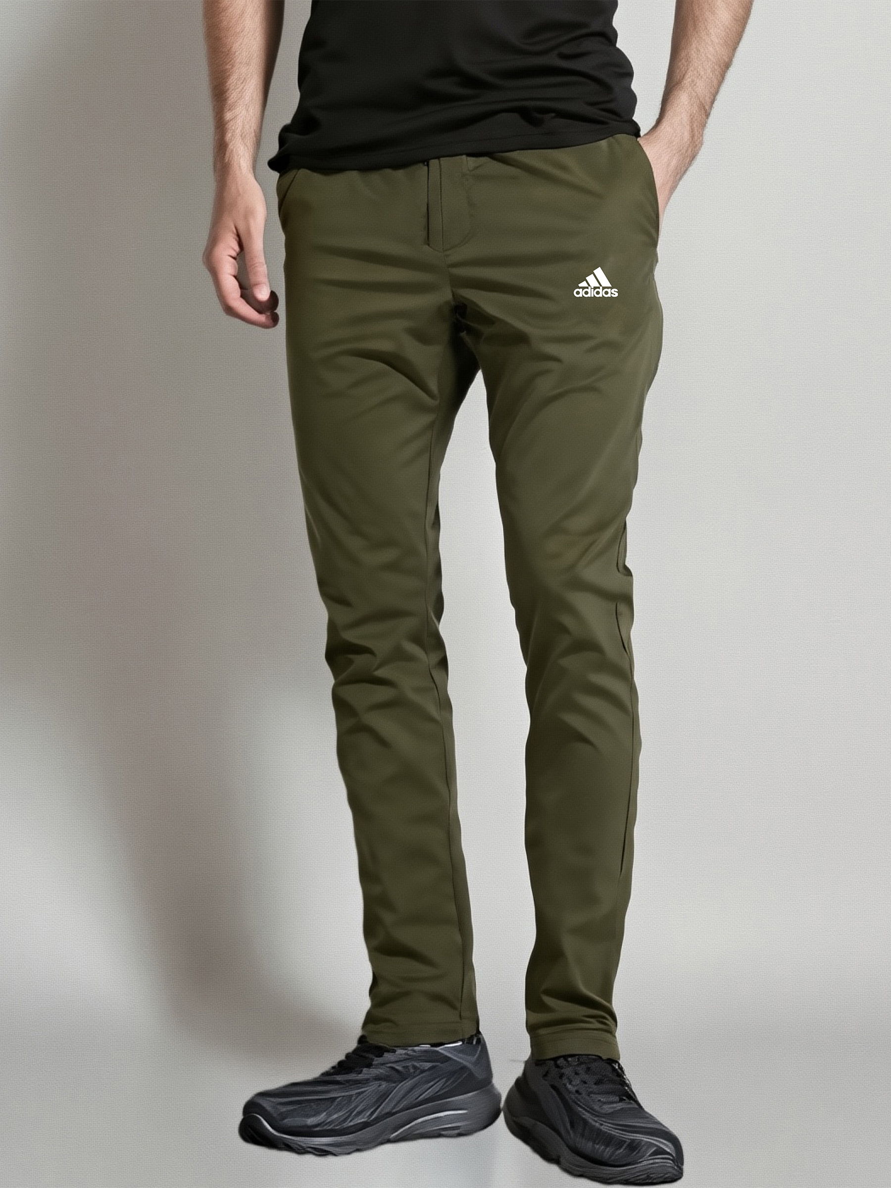 Adidas Men's Stretchable Lycra Training Trousers Olive Green Colour - Image 2